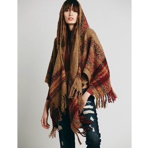 Free People Sunset Hooded Poncho One Size